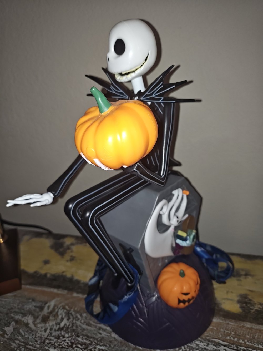 Disney Parks Halloween Jack Skellington Pumpkin Figurine Popcorn Bucket
